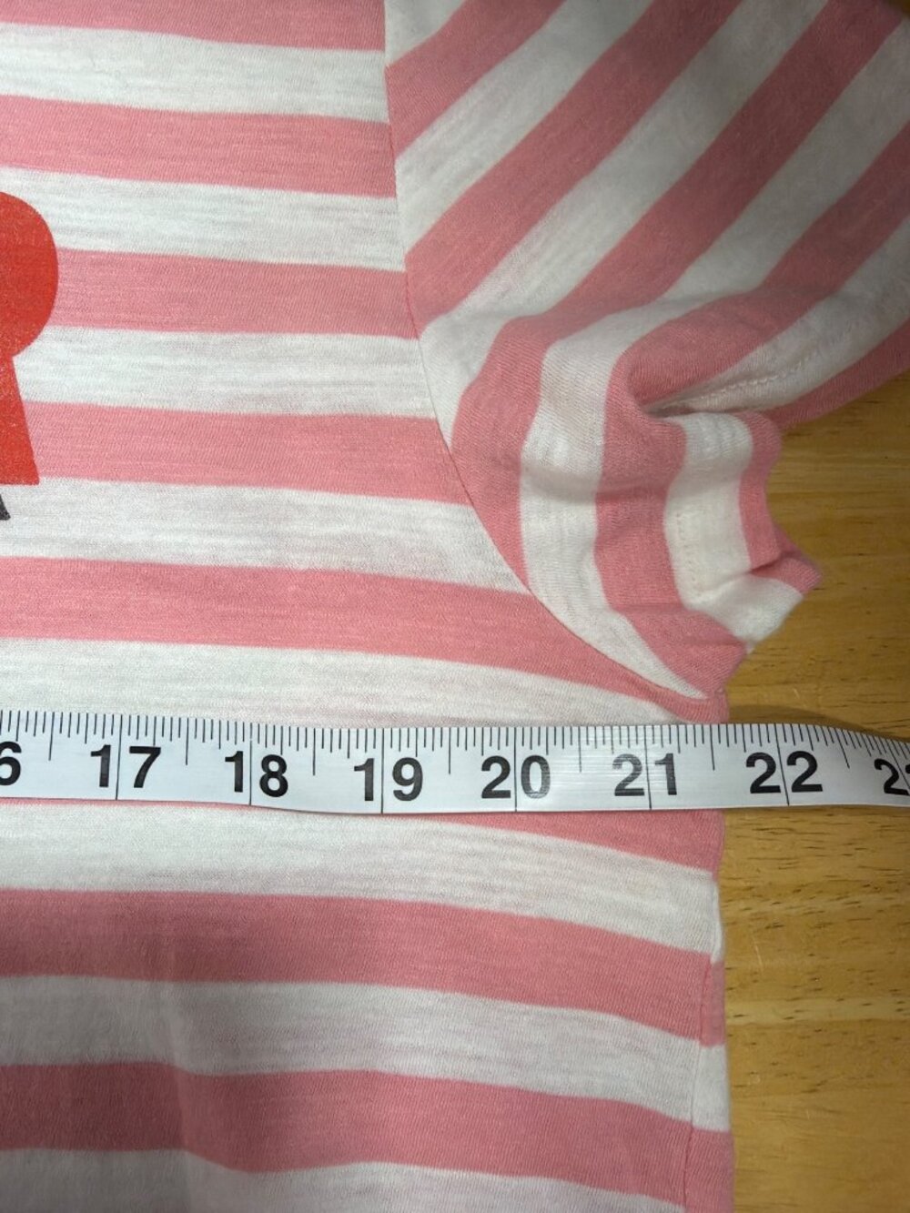J.Crew Bonjour De Savoie Pink Stripe Graphic Tee French Alps XL Cotton - Picture 10 of 14